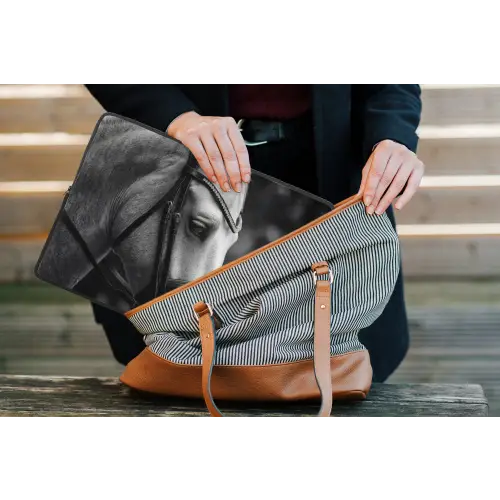 Paard - Schimmel - Portret laptophoes neopreen klein -tas
