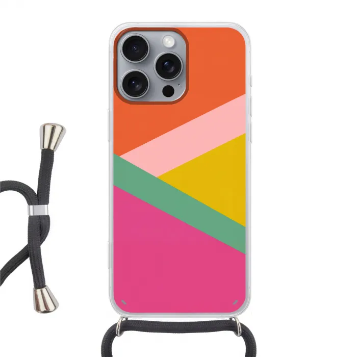 Driehoeken - Kleurrijk - Abstract Hoesje iPhone 16 Pro Max met koord klein -3d