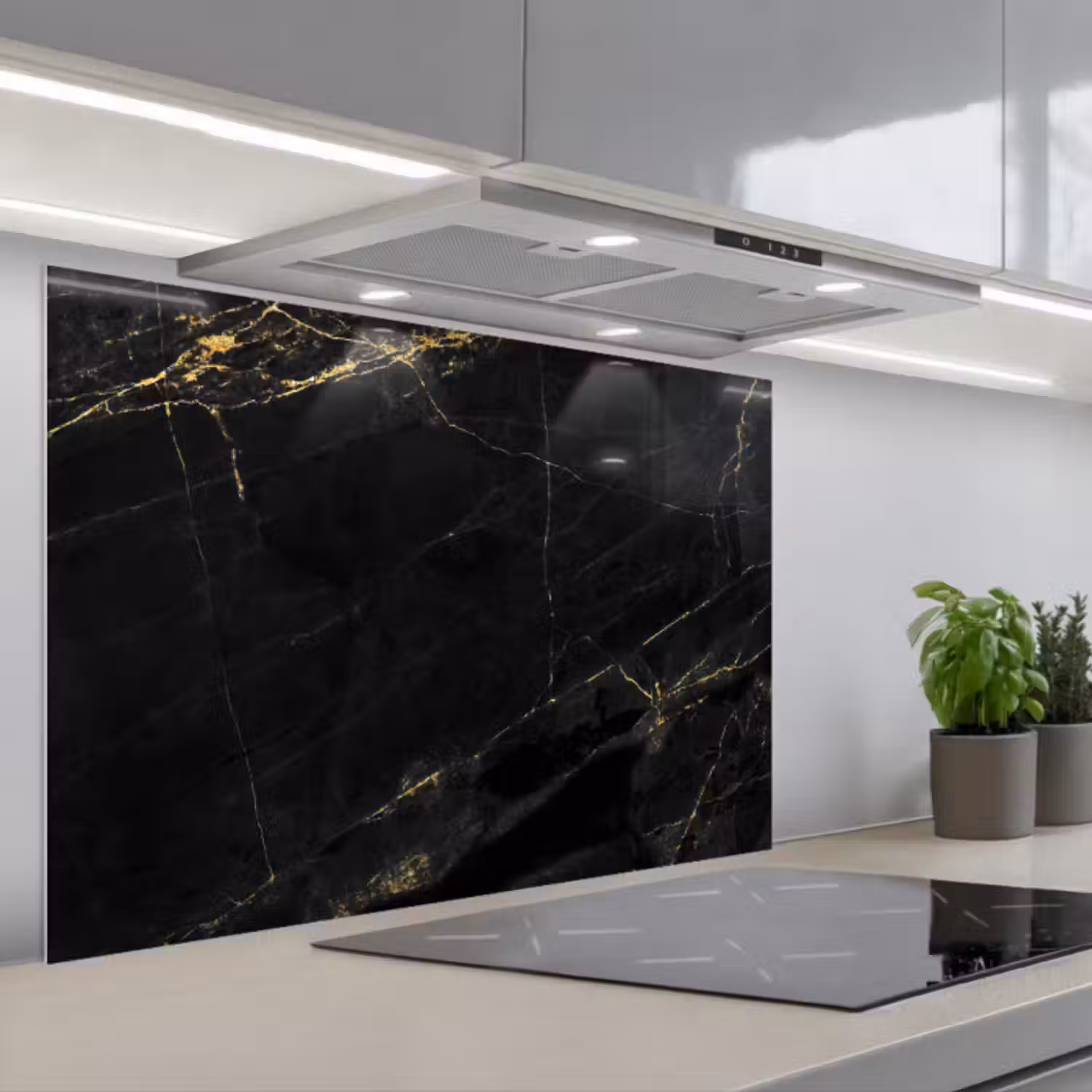 Spatscherm keuken - Marmer look - Luxe - Zwart - Goud