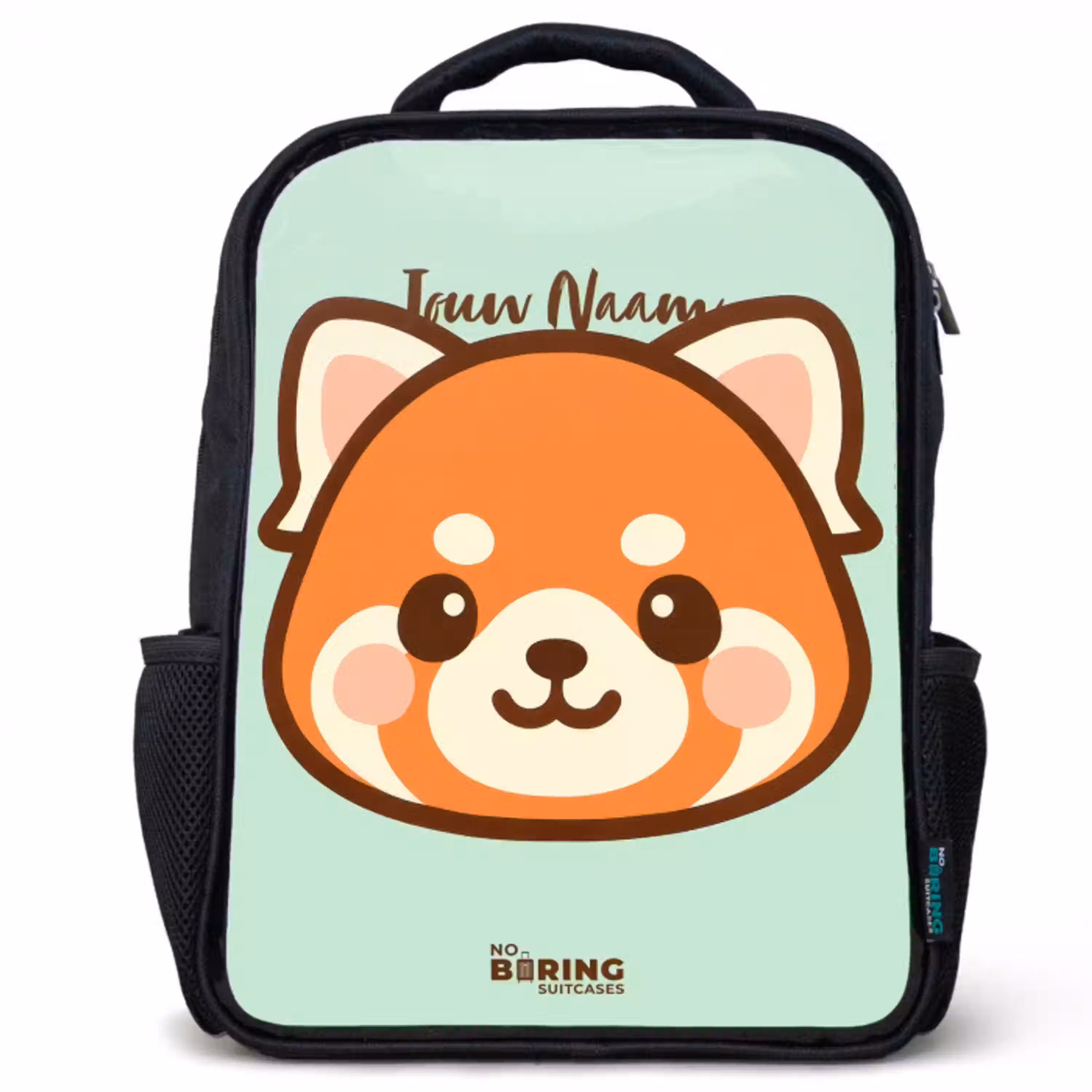 Kawai - Rode panda - Groen Rugzak - Zwart middel -3d