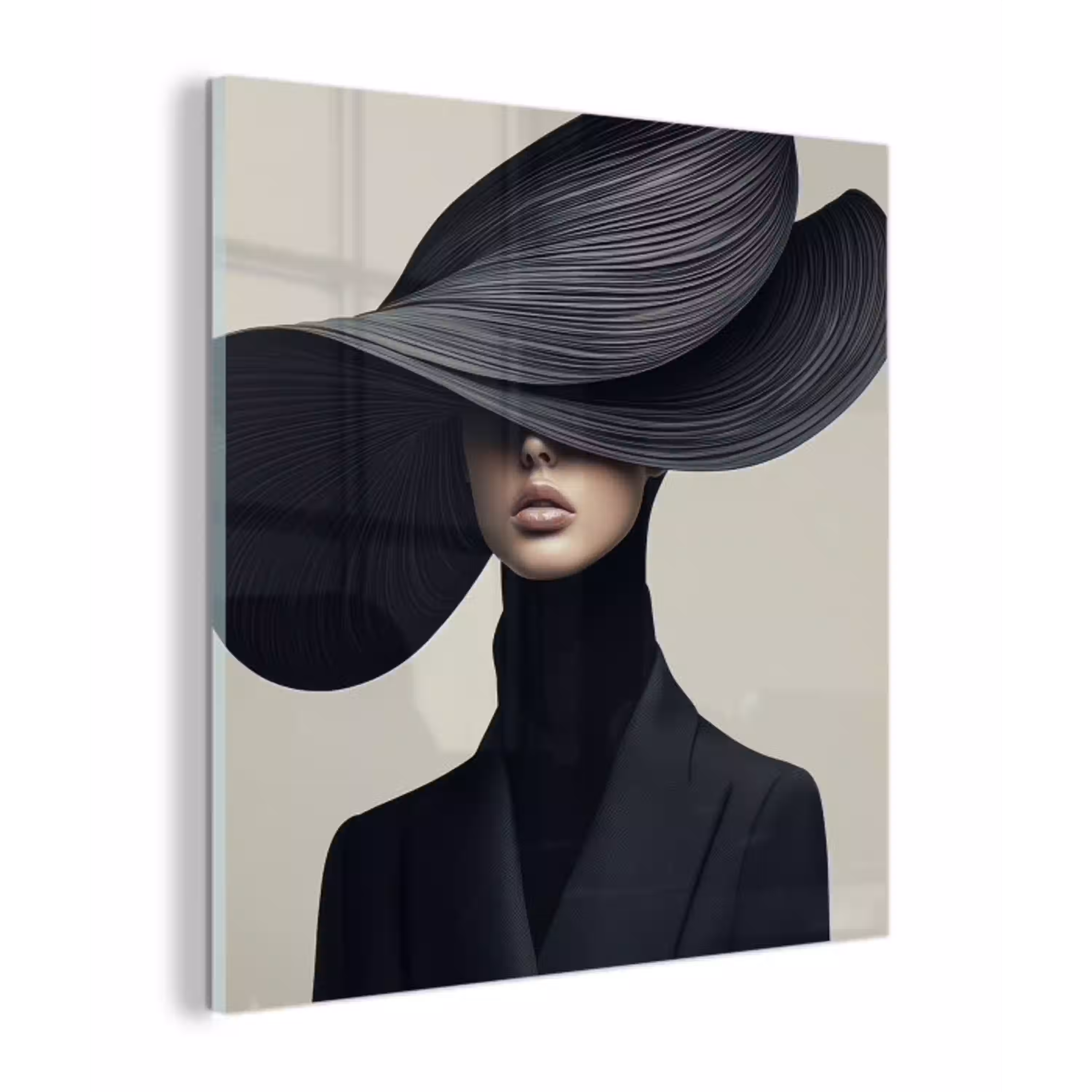 Zwart - Vrouw - Hoed plexiglas 5mm klein -z3d