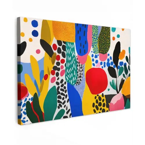 Stippen - Vormen - Modern - Kleuren Tuinposter op houten frame 2 cm dik klein -3d