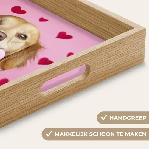 Hond - Kiss- Valentijn - Hartjes Dienblad Rechthoek middel -USP_HandgreepNL