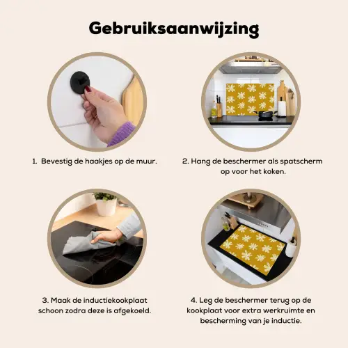 Bloem - Speels - Okergeel Inductie beschemer met haakjes klein 777 -ky-gebruik-nl