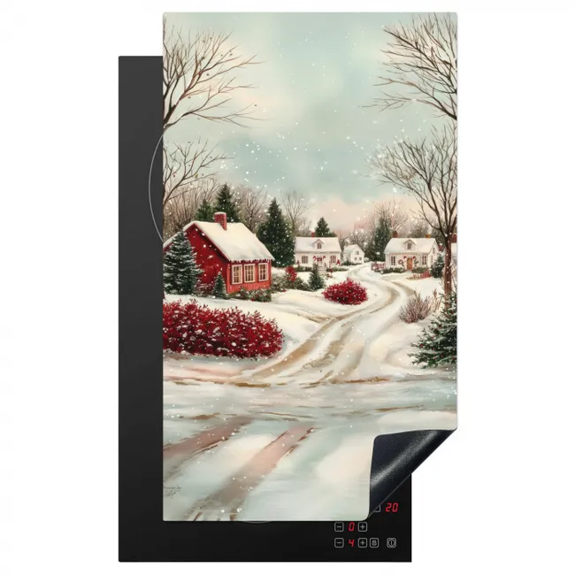 Kerstsfeer - Landelijk - Rood Inductie beschermer vinyl 3mm middel -3d