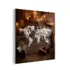 Wereldkaart - Poedersuiker - Hout aluminium wit klein -3d