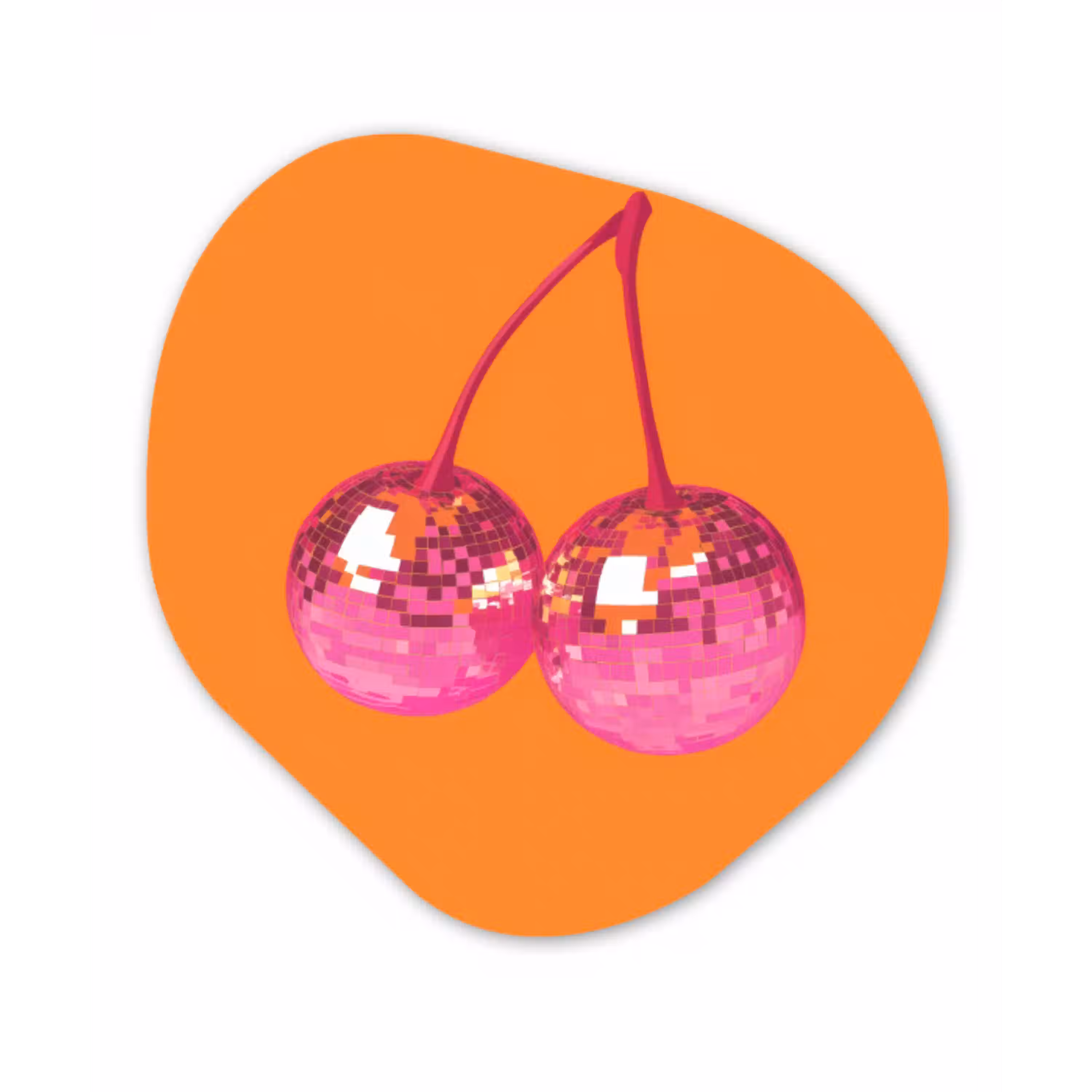 Discoballen - Kers - Spiegels - Roze Wandcirkel Organisch Plexiglas middel -3d