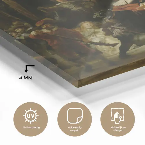 De Nachtwacht - Kunst - Oude meesters - Rembrandt plexiglas 5mm klein -sfeer2