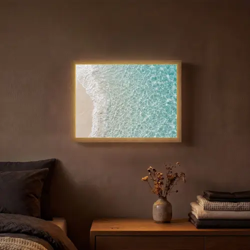 Kust - Zand - Blauw Light Box met batterij (Wandlamp) middel -sfeer4