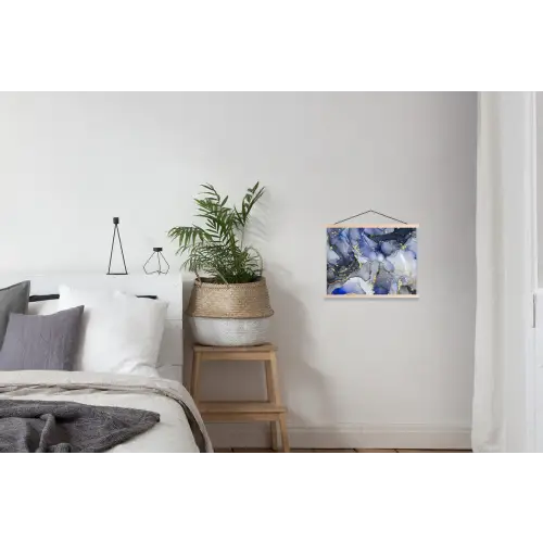 Marmer - Goud - Abstract - Blauw textielposter latten blank klein -woonkamer