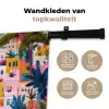 Kleurrijk - Roze - Oranje - Geel - Bloemen Wandkleed katoen klein -sfeer2