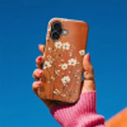 Bloemen - Wit - Subtiel - Roestkleur Toughcase MagSafe Apple iPhone 17 klein -Sfeer1V