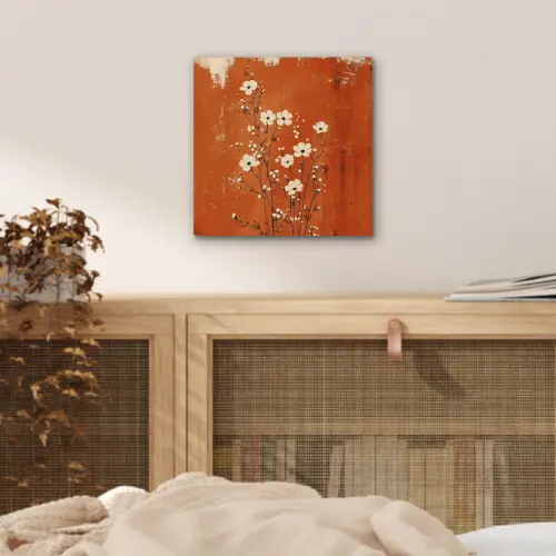 Bloemen - Wit - Subtiel - Roestkleur aluminium wit klein -sfeer3