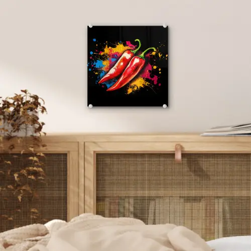 Peper - Graffiti - Verf - Abstract - Modern - Kleurrijk plexiglas 5mm klein -sfeer4