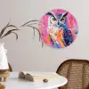 Uil - Roze - Blauw - Verf - Abstract Wandcirkel kunststof plaat 5mm dik klein -sfeer4