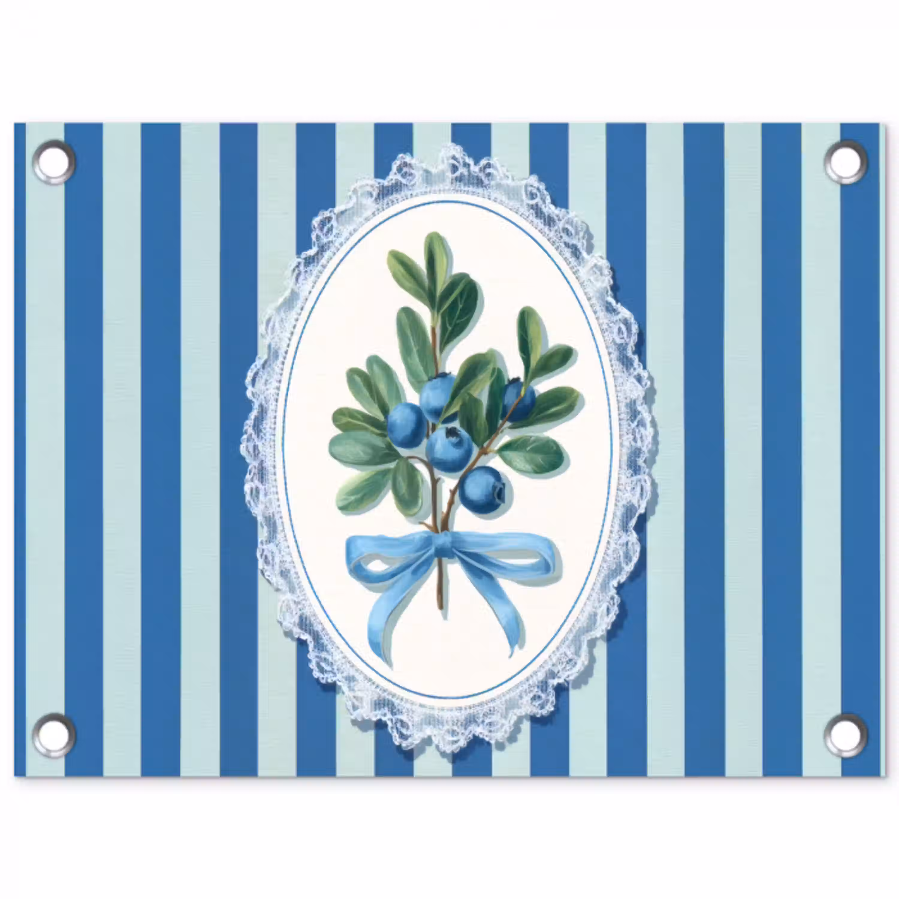Illustratie - Bessen - Blauw - Strepen tuinposter los doek klein -3d