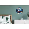 Trein - Kerst - Sneeuw - Kersttrein Wandcirkel aluminium klein -slaapkamer