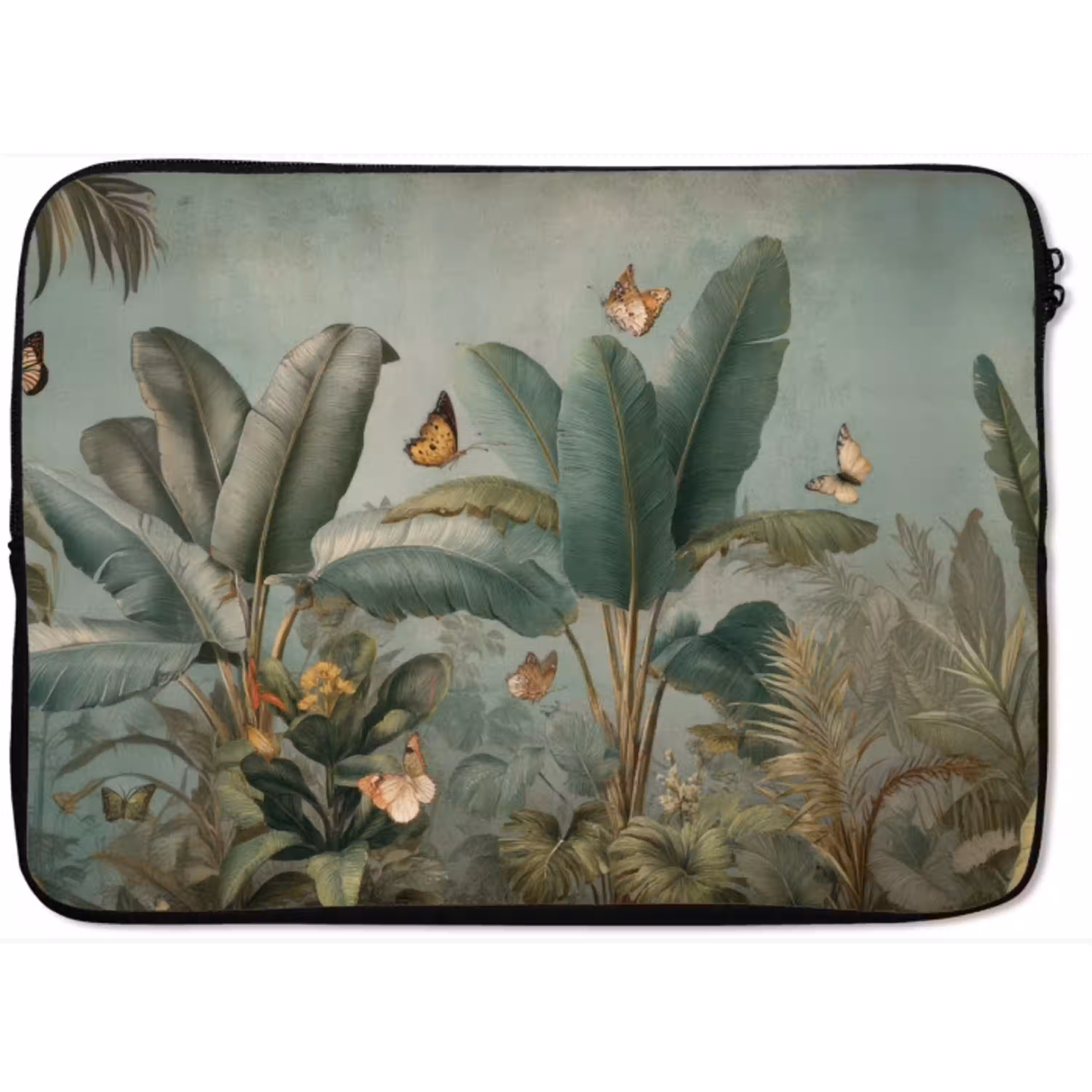 Tropisch bladerdek - Vlinders - groen - Bruin laptophoes neopreen klein -zkaufland3dotto