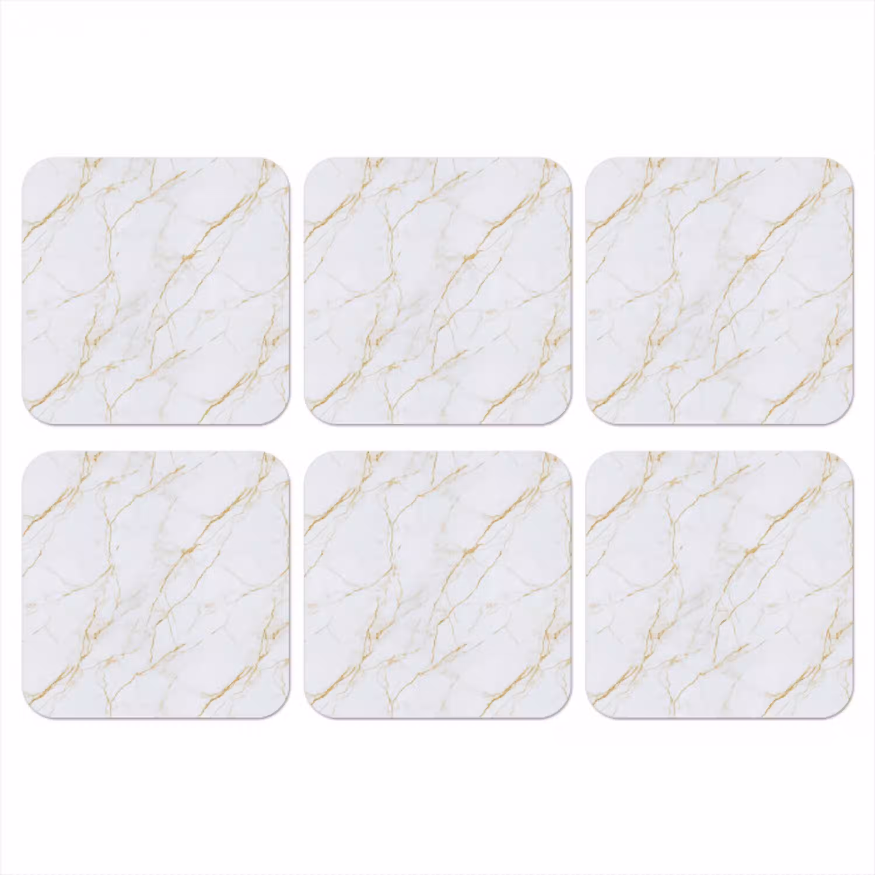 Wit - Marmer - Goud - Luxueus onderzetter kurk middel 366 -3d