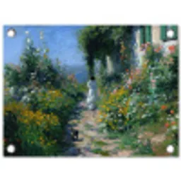 Kat - Vrouw - Bloemen - Huis tuinposter los doek klein -3d