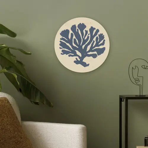 Blauw koraal - Vertakkingen - Beige Akoestische PET Vilt - Rond klein -sfeer2