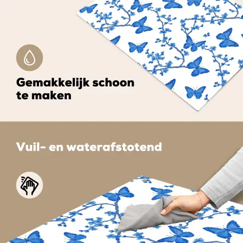 Vlinder - Bloemen - Blauw Inductie beschemer met haakjes klein 777 -ky-schoon-nl