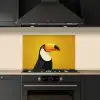 Toekan - Minimalistisch - Snavel - Oranje keuken achterwand spatscherm klein -sfeer1