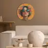 Vrouw - Bloemen - Aesthetic - Oranje Akoestische PET Vilt - Rond klein -sfeer1