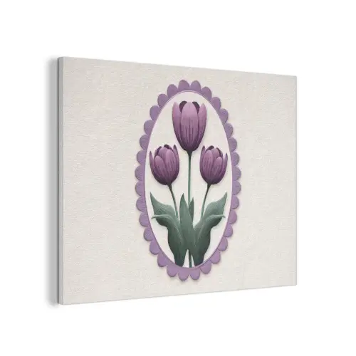 Tulpen - Paars - Lijst - Bladeren PET vilt klein -3d