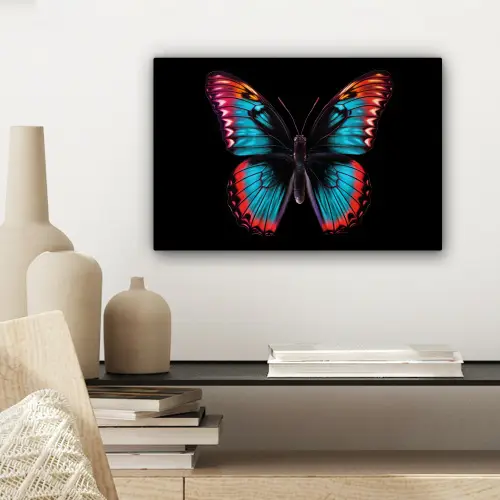 Vlinder - Kleuren - Dier - Zwart canvas 2cm klein -sfeer6