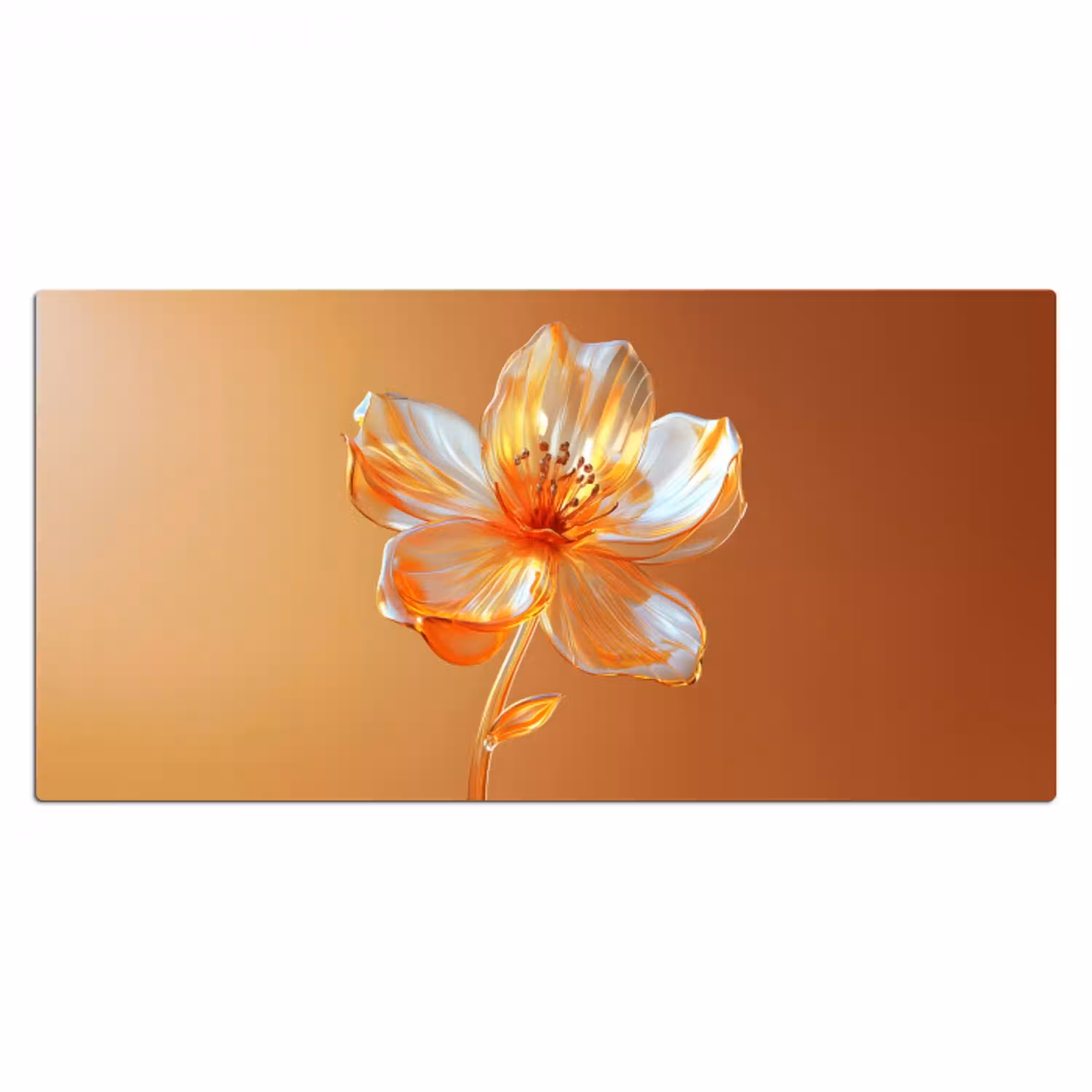 Glazen - Bloem - Oranje Muismat XXL klein -3d_leeg