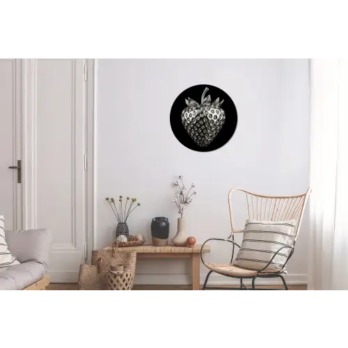 Aardbei - Zaadstructuur - Realistisch Wandcirkel aluminium klein -woonkamer
