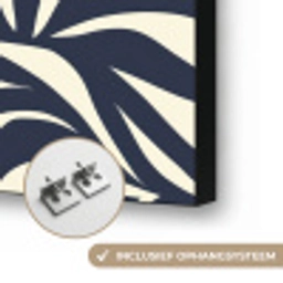 Bladvormen - Blauw - Patroon - Wit Textielframe zwart klein 947 -USP_ophangsysteemNL