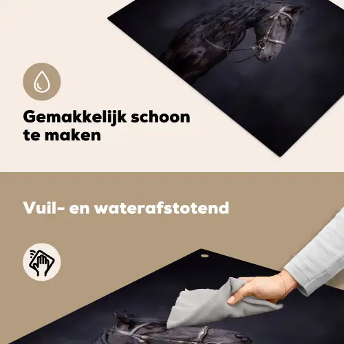 Portret - Paard - Donker Inductie beschemer met haakjes klein -ky-schoon-nl