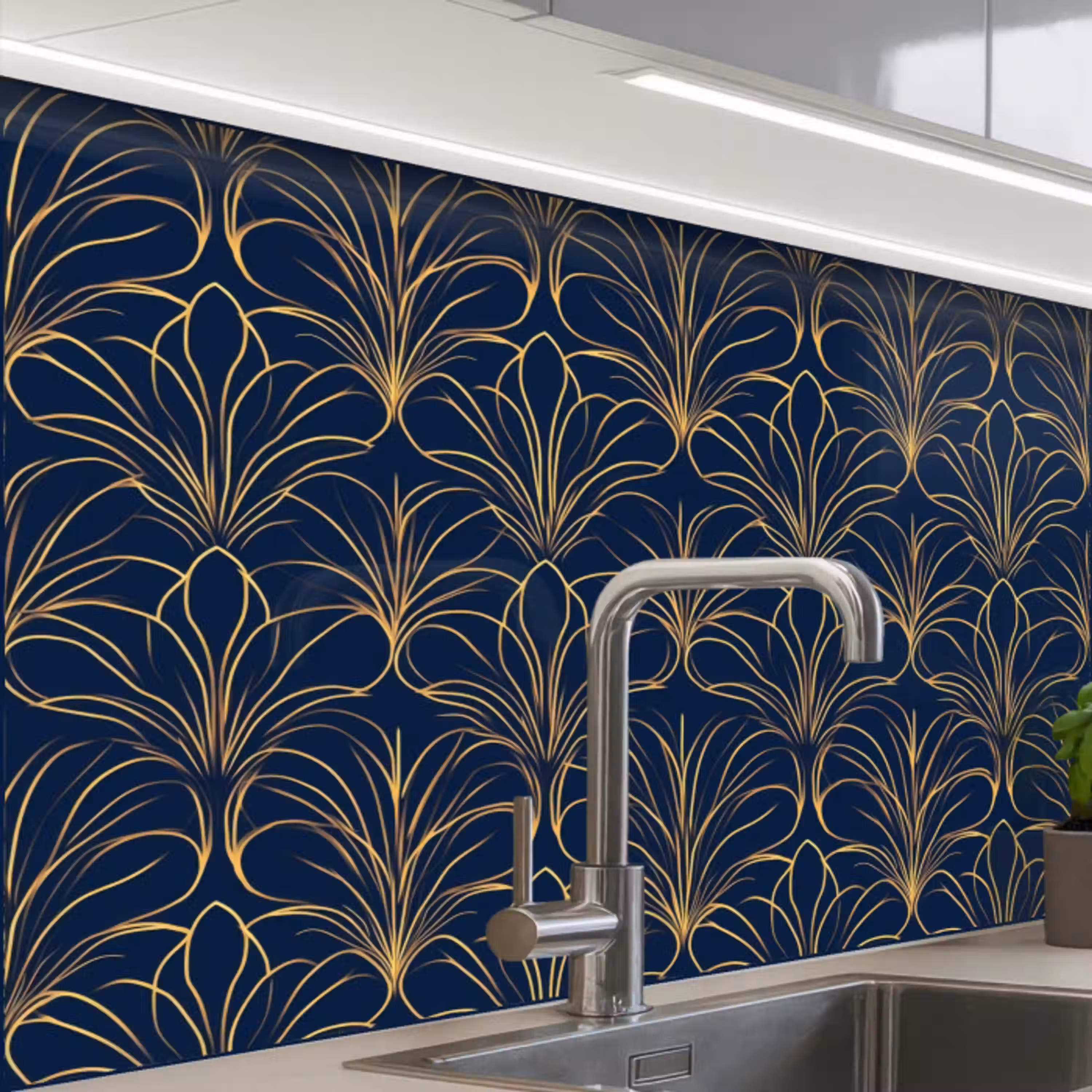 Deco - Waaier - Blauw keuken achterwand 2 middel 865 -zzzz3d_schuin