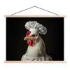 Kok - Rood - Kip textielposter latten blank klein -3d