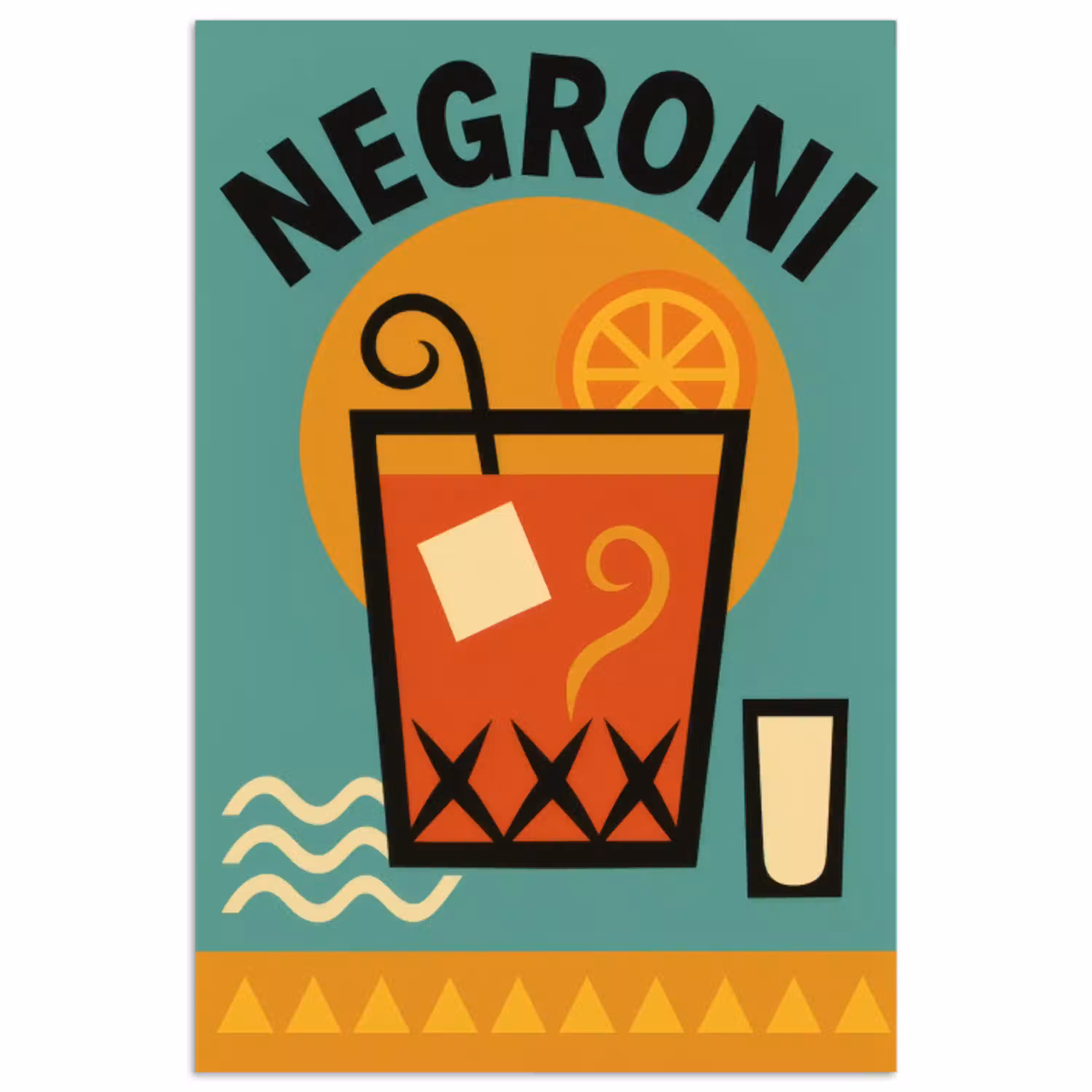 Cocktail - Negroni - Art - Sinaasappel poster papier klein -3d