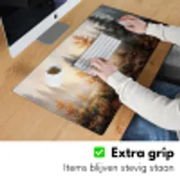 Bospad - Herfstbladeren - Natuur - Schilderachtig - Oranje Muismat XXL klein -sfeer3