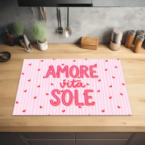 Amore vita sole - Roze - Hartjes Inductie beschermer vinyl 3mm klein -sfeer5
