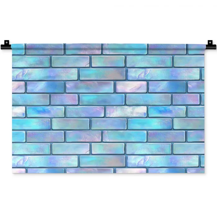 Blauw - Glans - Muur Wandkleed katoen klein 269 -zz3d