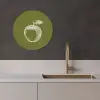 Lijntekening - Appel - Olijfgroen - Blaadje KitchenYeah - Keuken - Wandcirkel Forex klein -sfeer1