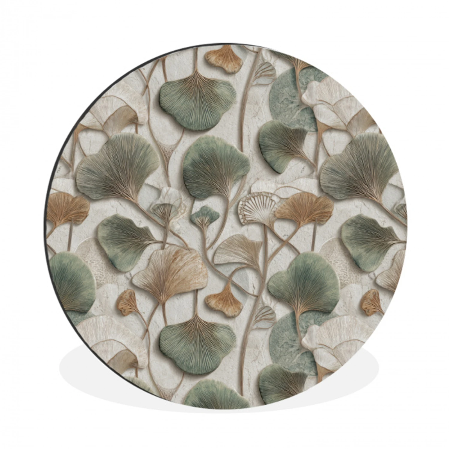 Elegant - Bladeren - Groen Wandcirkel aluminium klein 190 -3d
