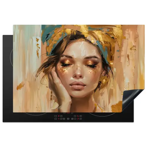 Vrouwen - Portret - Luxe - Goud Inductie beschermer vinyl 3mm klein -3d