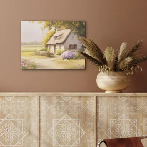 Huisje - Hout - Bloemen PET vilt klein -sfeer4