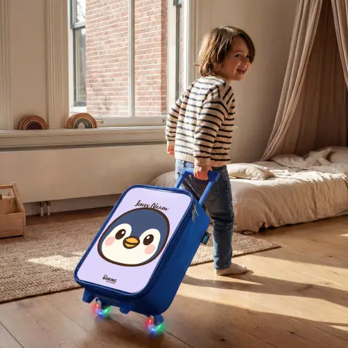 Pinguïn Kinderkoffer - Blauw klein -sfeer1