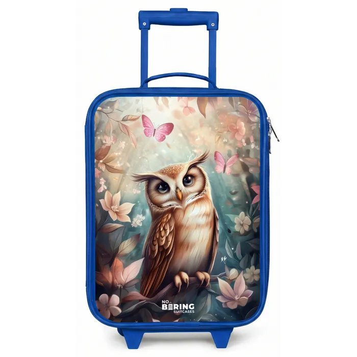 Uil met vlinders in mystiek bos Kinderkoffer - Blauw klein -zz3dotto