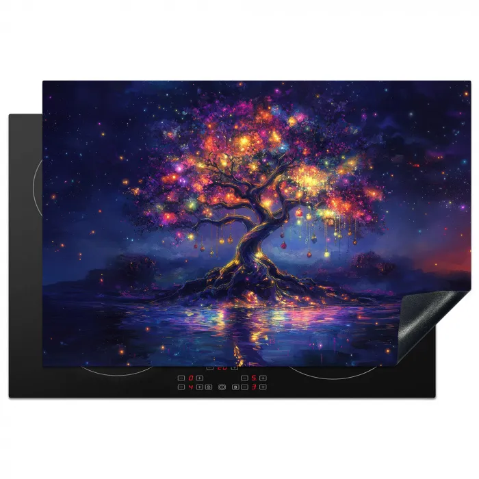 Kosmisch - lichtboom - Kerst - Kleurrijk Inductie beschermer vinyl 3mm klein -3d