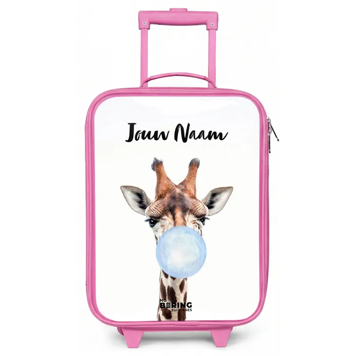 Kauwende Kobus blauw Kinderkoffer - Roze klein -zz3dotto