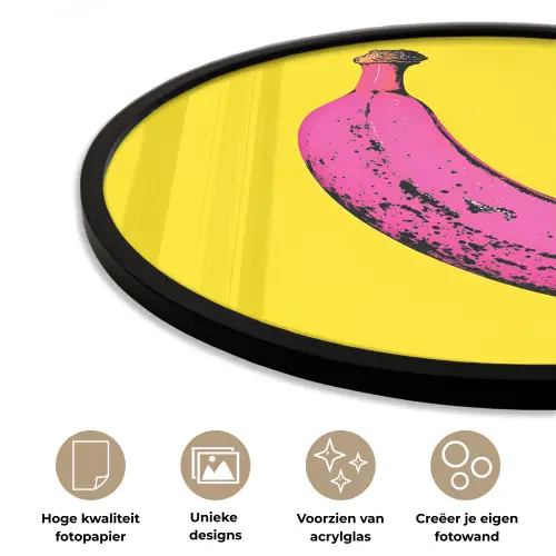 Banaan - Grafisch - Geel Fotolijst rond zonder passe partout klein -closeup_NL