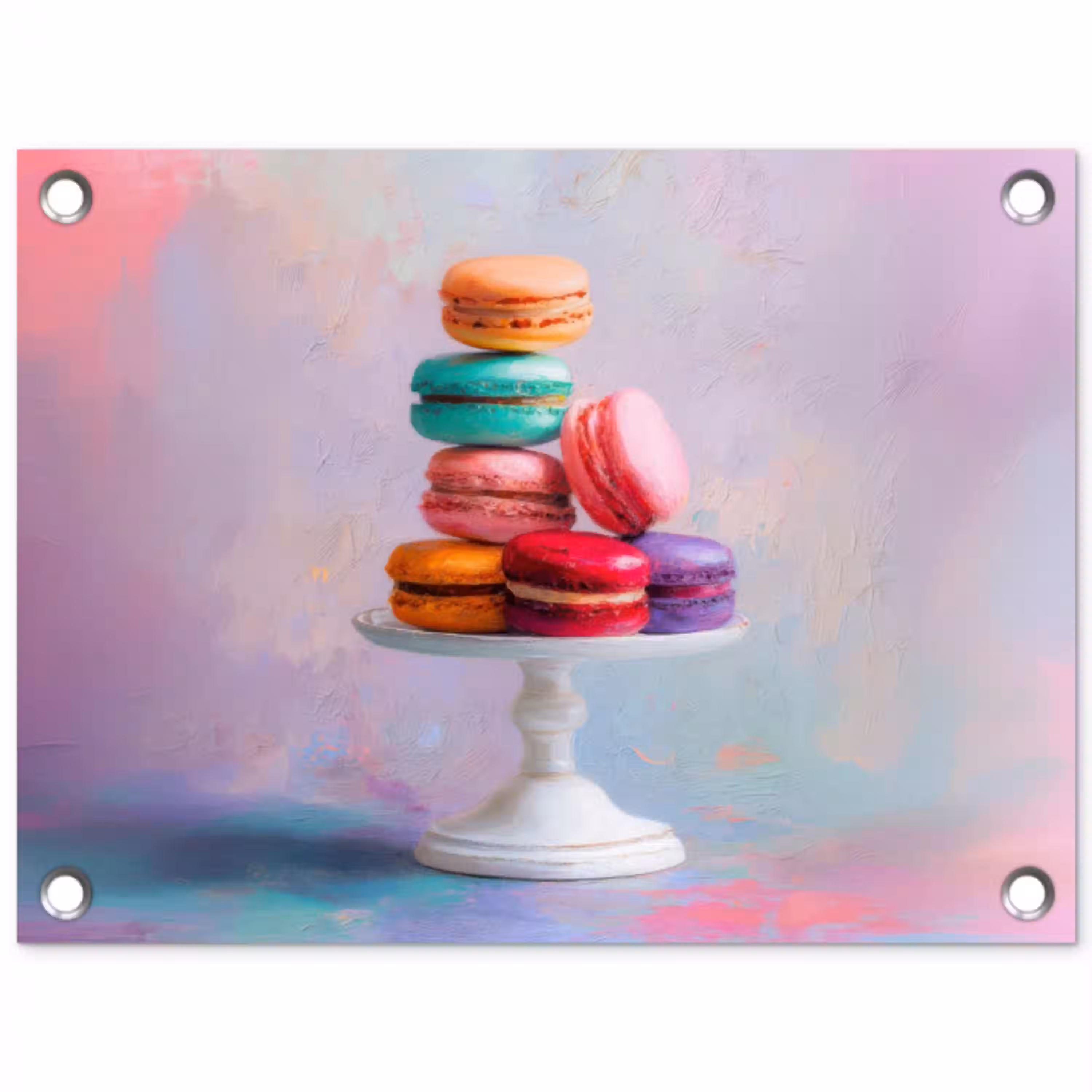 Macarons - Schaal - Pastel - Kleurrijk tuinposter los doek klein -3d